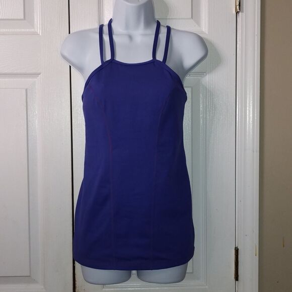 Zella purple strappy tank with fitted bra lining - Picture 1 of 7